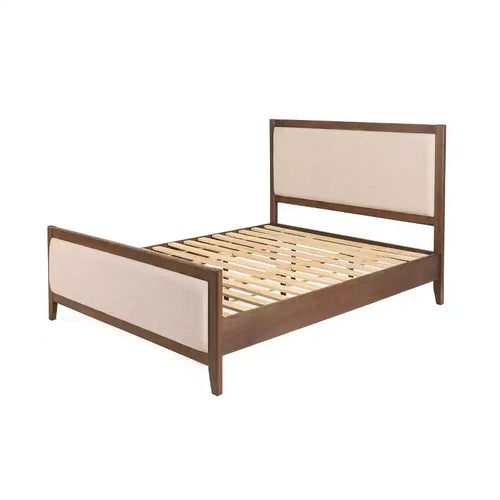 Acacia wood upholstered bed