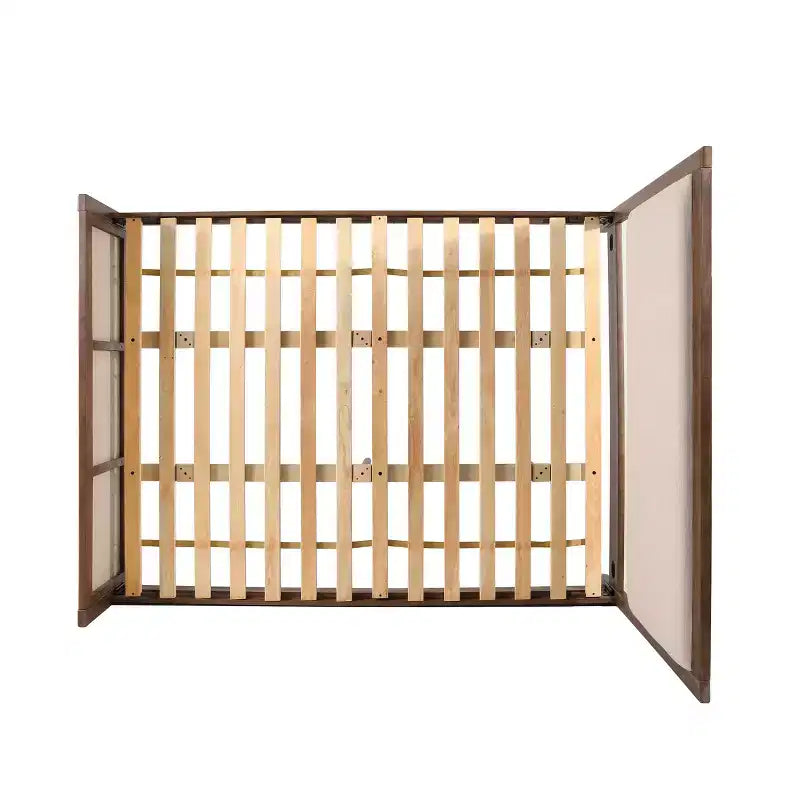 Acacia wood upholstered bed