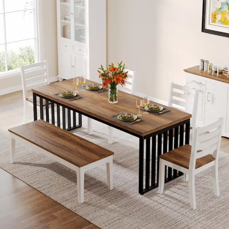 Rectangular wooden dining table