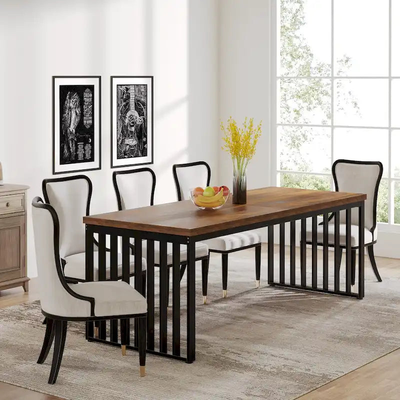 Rectangular wooden dining table
