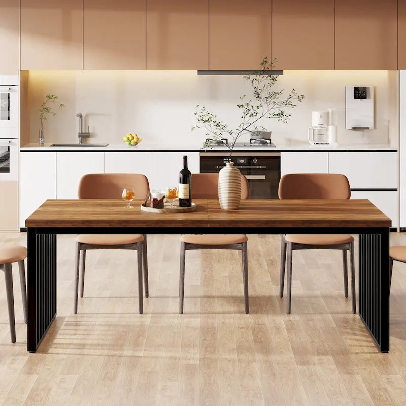 Rectangular wooden dining table