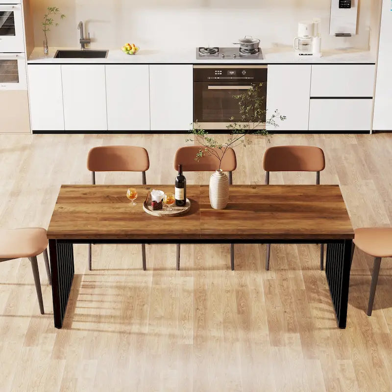 Rectangular wooden dining table