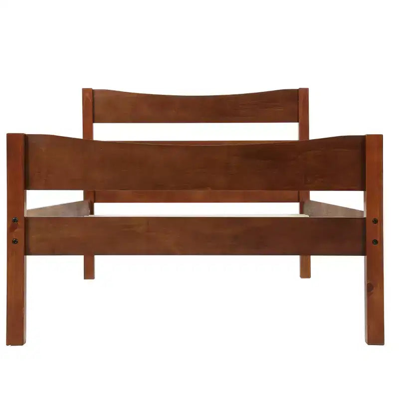 Single wooden platform bed