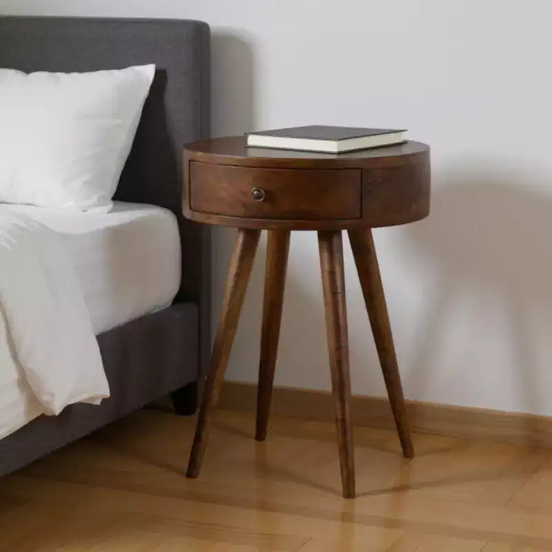Solid wood nightstand with a single drawer