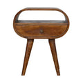 Solid wood oval nightstand with a single drawer