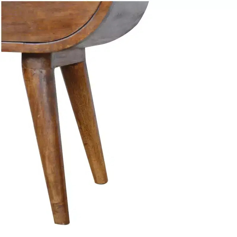 Solid wood oval nightstand with a single drawer