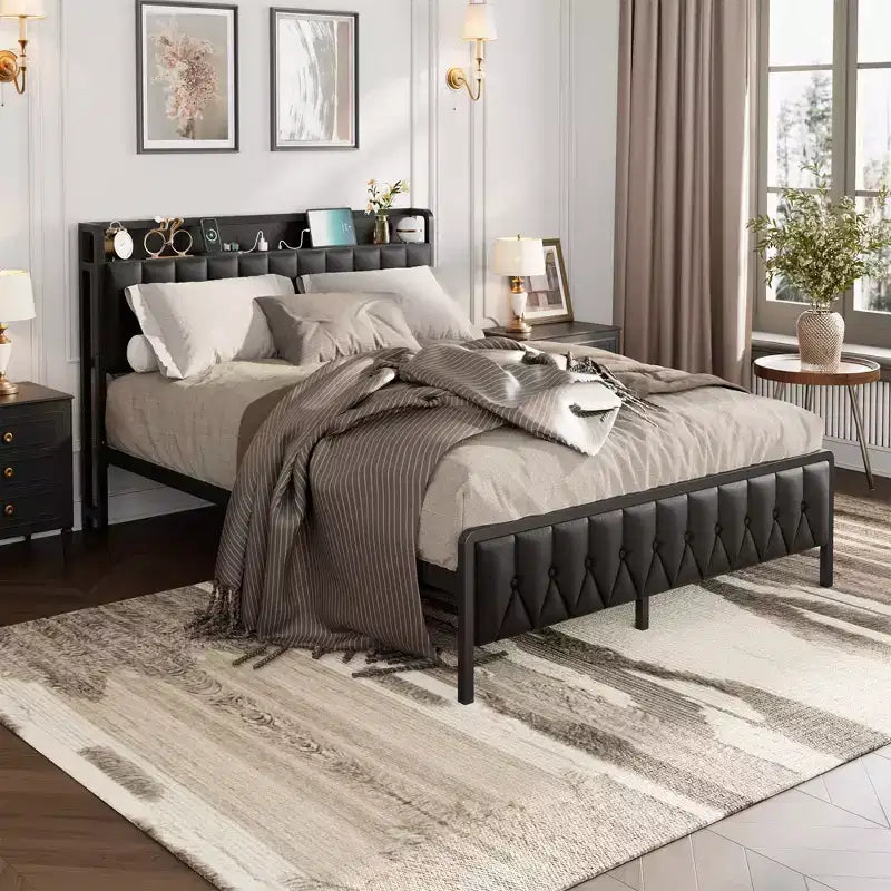 Tufted Faux Leather Upholstered Bed