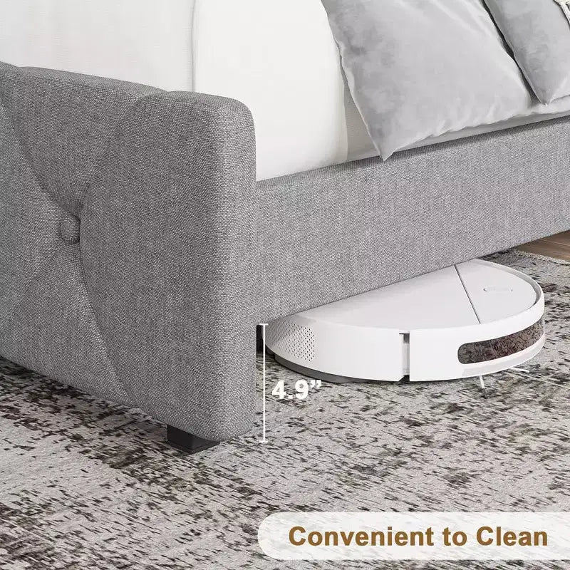 Upholstered Platform Bed for Two